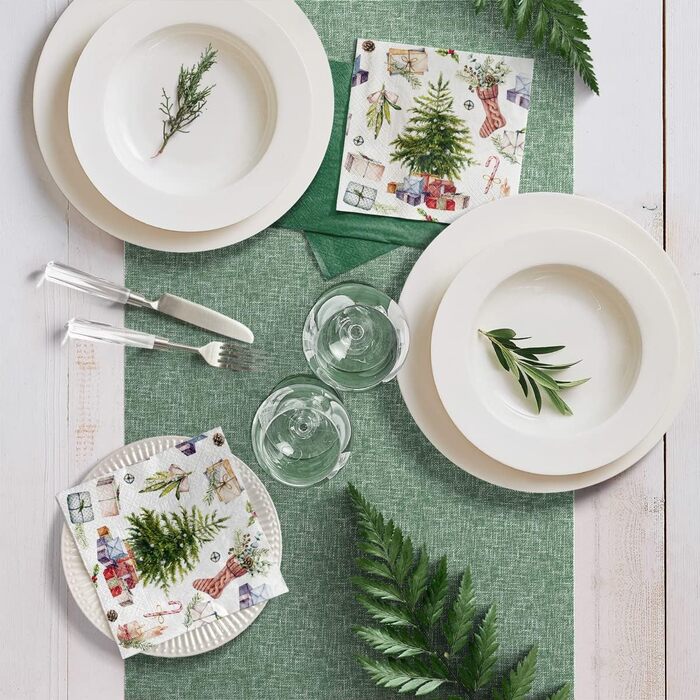 Серветки 3-шарові (33 x 33 см) 20 шт. Різнокольорові паперові серветки, ідеальні для різдвяного столу Серветки - Різдво, зима, зірки, сніг, сніговики (Різдво вдома)