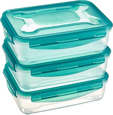 Набір прямокутних контейнерів, 3 предмети, зелені Amazon Basics