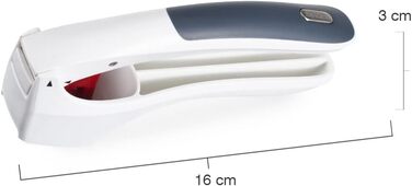 Практичный пресс для крупных зубчиков чеснока, в том числе с кожурой. В комплект входит инструмент для чистки (пресс для чеснока Easy Clean, одинарный), 12150 Susi 3