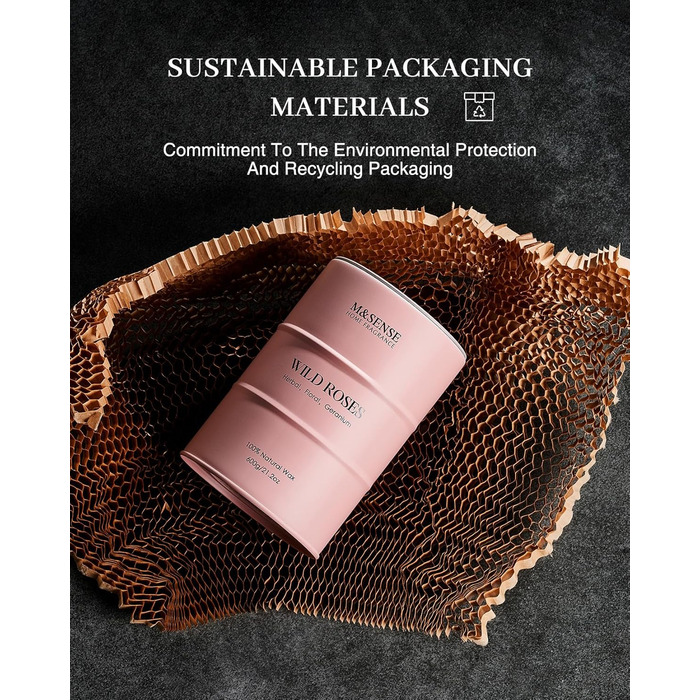 Ароматичні свічки M&SENSE з натурального соєвого воску, натуральна соєва свічка для домашнього декору, тривалий час горіння до 70 годин, класні подарунки-свічки для чоловіків та жінок (600 г, дикі троянди)