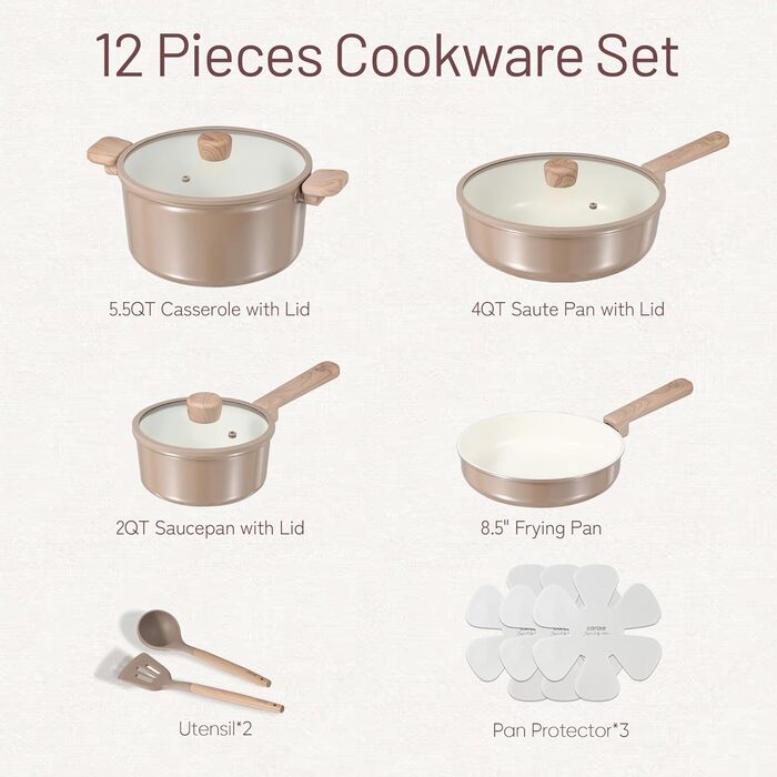 Набір керамічних каструль і сковорідок 18 предметів CAROTE