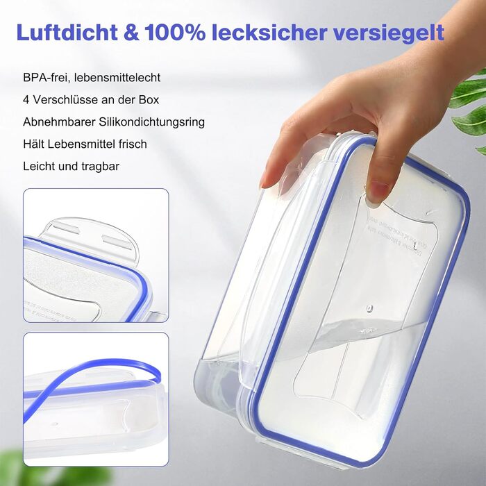 Контейнери для зберігання харчових продуктів YASHE з кришками, 16 шт. (8 контейнерів, 8 кришок), набір контейнерів для зберігання, 100 герметичні, без BPA, 0,24-1,5 л (SE-32PCS)