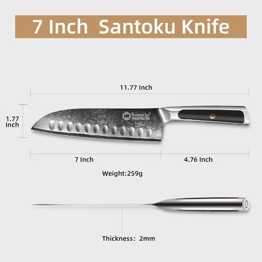 Дамаський ніж Sunnecko 20 см Кухонний ніж шеф-кухаря - гострий ніж з дамаської сталі, кухонний ніж з ергономічною ручкою