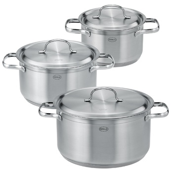 Набір з 3 каструль з кришками, нержавіюча сталь Pureelements Rosle