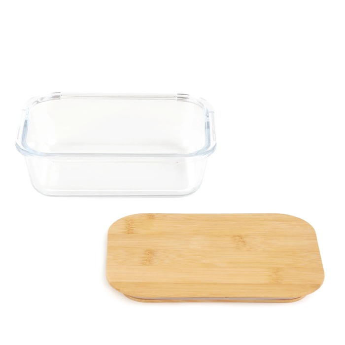 Набір з 4 скляних контейнерів 0,9 л з бамбуковими кришками HOMLA