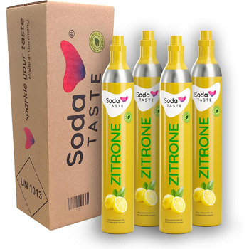 Змінний комплект балонів CO2 SodaTASTE (4 шт.) для газованої води, до 240 л газованої води (УВАГА потрібно 4 порожні балони) (лимон)