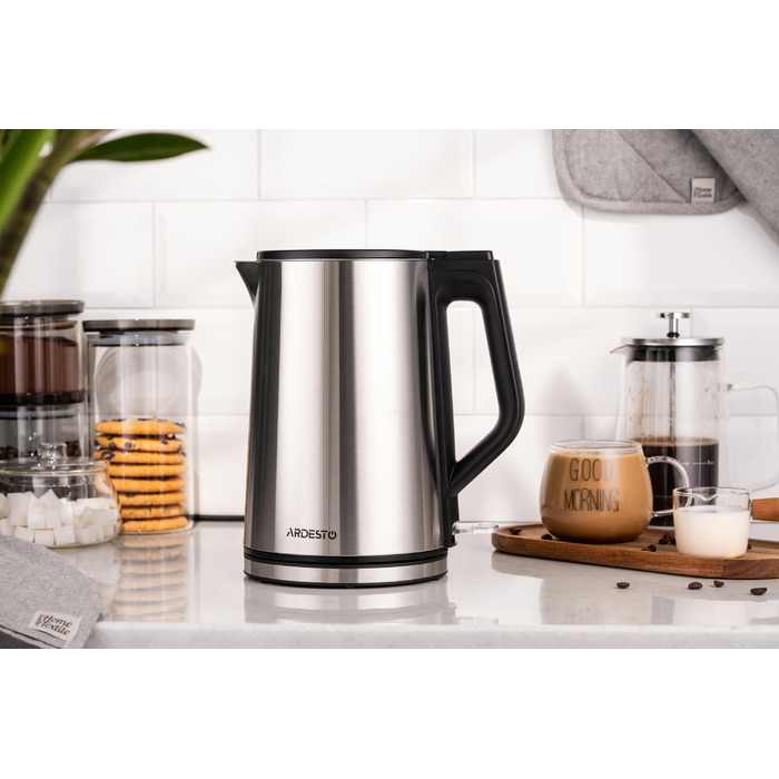 ARDESTO Електрочайник Steel Collection 1.5л, подвійні стінки, сріблястий