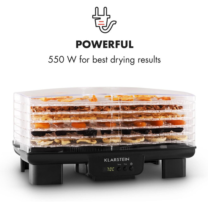 Дегідратор на 6 полиць, 550 Вт, чорний Bananarama Klarstein