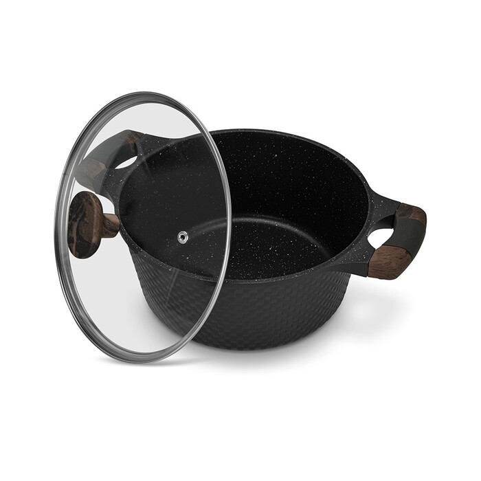 Кастрюля Fissman 28x12,3 см/6,4 л EVOLUTION со стеклянной крышкой литой алюминий с антипригарным покрытием (14582)