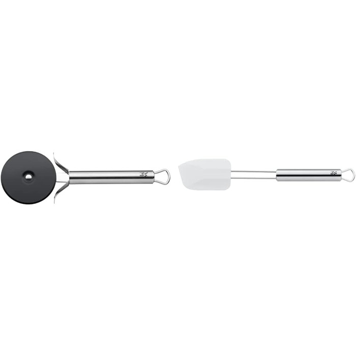 Різак для піци WMF Profi Plus 19,8 см, колесо для тіста з покриттям, ролик для піци, різак для піци, нержавіюча сталь Cromargan частково матова, можна мити в посудомийній машині (комплект зі скребком для тіста 26 x 5,5 см)