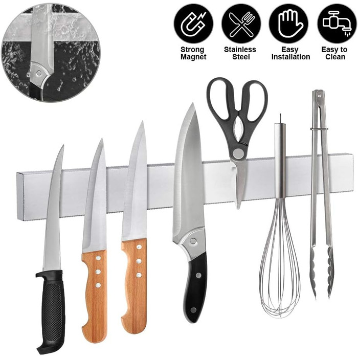 Магнітний тримач для ножів 40 см, нержавіюча сталь Ninonly