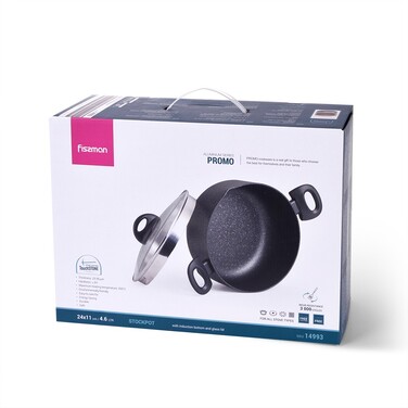 Кастрюля Fissman PROMO 24x11см/4,6л со ст. крышкой из индукц. Дном (14993)