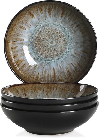 Столовий сервіз з керамограніту, комбінований сервіз BUBBLE vancasso з 32 предметів з фаянсу, набір посуду у вінтажному вигляді, включає миски з пластівцями, кавові чашки, десертні тарілки та обідні тарілки на 8 осіб (VC-BUBBLE-BN-STP-FR, Bubble-bn)