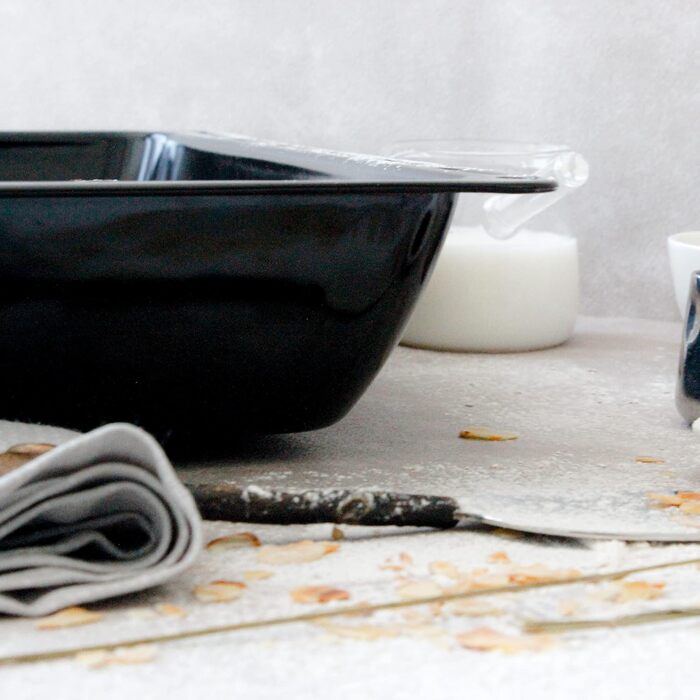 См, набір форм для випікання та решіток, глибока емальована сковорідка 3 см і хромована решітка для духовки та плити, стійка до подряпин і нержавіючої сталі, чорна (емаль 455 x 60 мм), 45,5 x 36