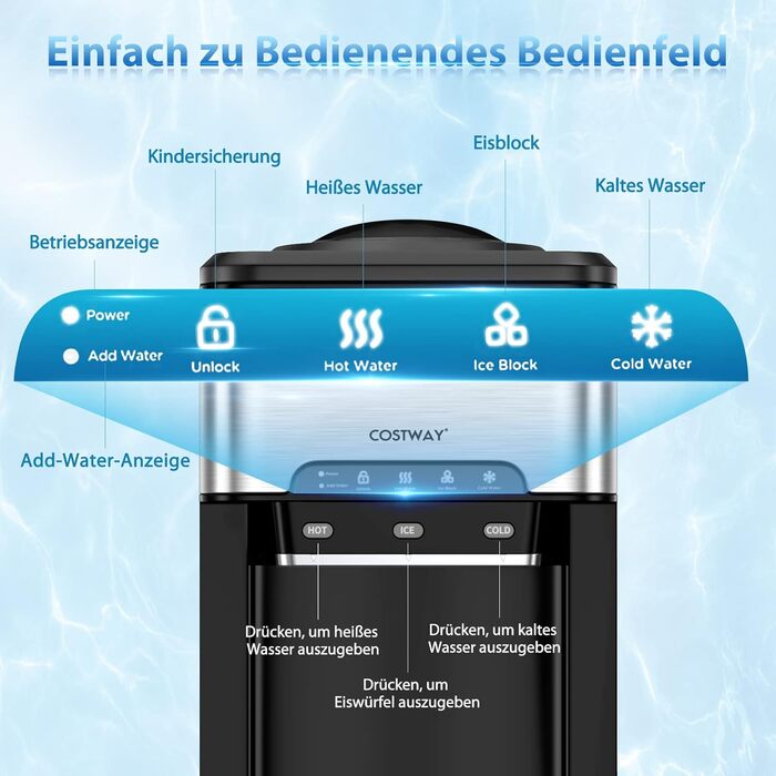 Кулер для води та льодогенератор 458 Вт COSTWAY