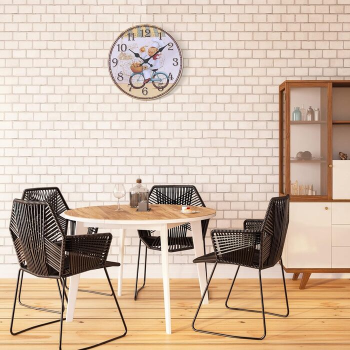 Настінний кухонний годинник Lafocuse 30 см, дерев&39яний, безшумний, вінтажний кухонний годинник жовтого кольору, без цокання, антикварний ностальгічний сільський ретро-прикраса для їдальні, ресторану, вітальні