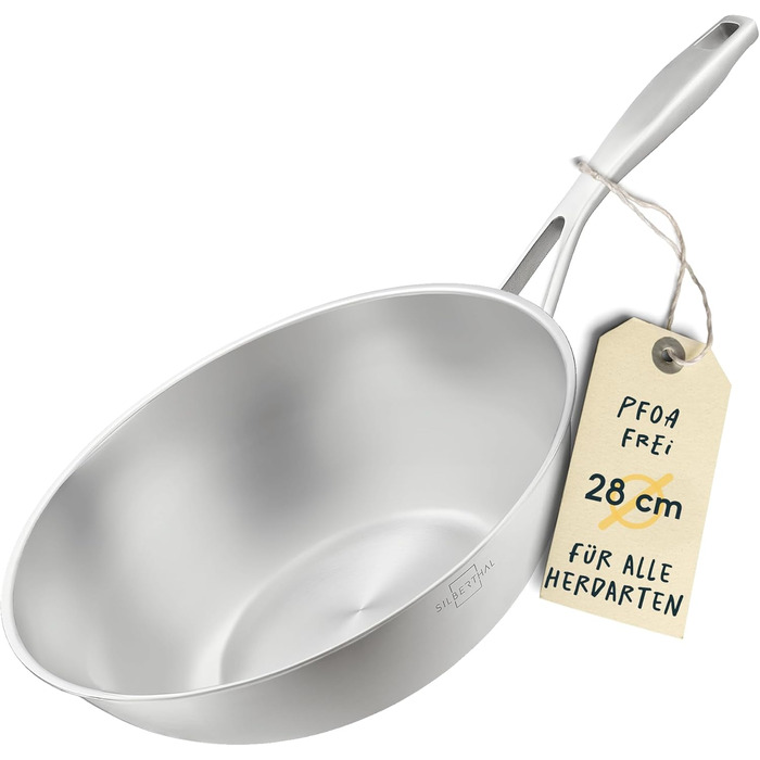 Сковорода вок 28 см нержавіюча сталь Silberthal