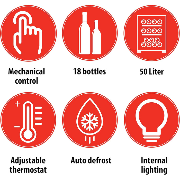 Винний холодильник до 18 пляшок чорний alpina