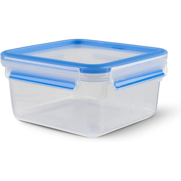 Набір контейнерів для зберігання продуктів EMSA Clip & Close, прямокутні, 5 контейнерів для зберігання по 0,8 л, 100 герметичні, придатні для миття в посудомийній машині, морозильної камери та мікрохвильової печі, прозорі, сині, зроблені в Німеччині, N103