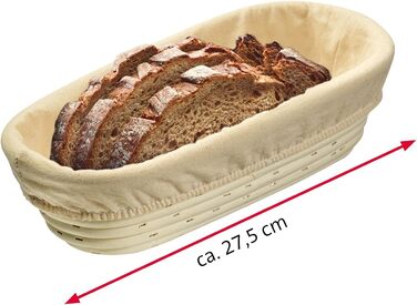 Кошик для вистоювання Westmark, для тіста для хліба вагою 1500-2000 г, овальний, довжина приблизно 40 см, ротангова тростина, світло-бежева, 32022270 (набір з 2 шт. , довжина 27,5 см)