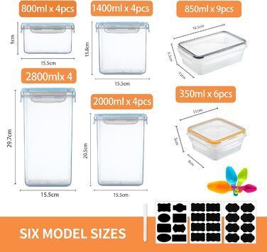 Контейнери для зберігання продуктів Hibisaws, 12 предметів, з кришками, контейнери для заморожування, коробки для продуктів, без BPA та 100 герметичні, прозорі, 6 x 1 л та 6 x 0,5 л, коробки для приготування їжі, набір Tupperware (HI160906)