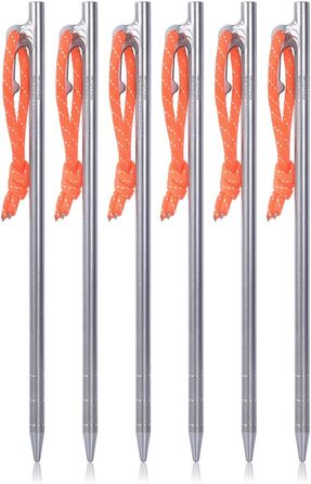 Сверхмощные высокопрочные колышки для кемпинга из титанового сплава для поездок на свежем воздухе, пеших прогулок, садоводства (6 шт. (М)), 6 Pack