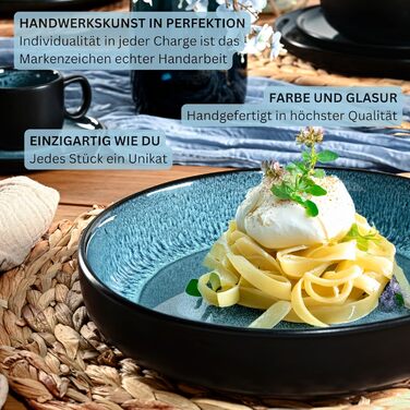 Кам&39яні миски для пасти 6 предметів, набір мисок для пасти на 6 осіб, набір мисок можна мити в посудомийній машині та мікрохвильовій печі, велика багатофункціональна миска темно-сірого кольору 750 мл VALUE COLLECTION (Vigo, набір посуду з 24 предметів)