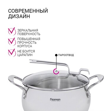 Каструля зі скляною кришкою 18 см 2,5 л VITA Fissman