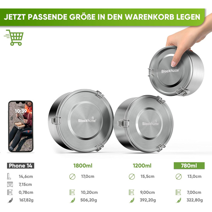 Ланч-бокс для дітей 780 мл металевий, круглий Blockhütte