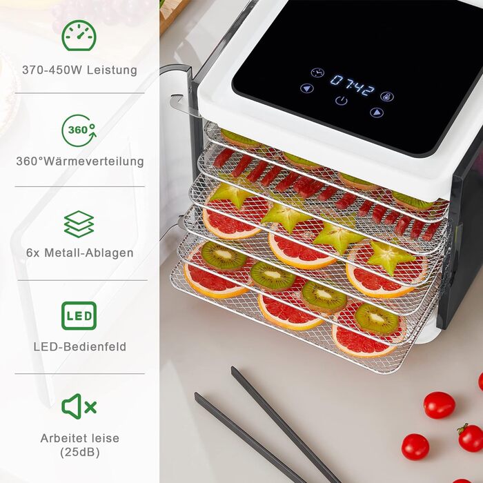 Дегідратор на 6 полиць, 450 Вт, чорний Biolomix