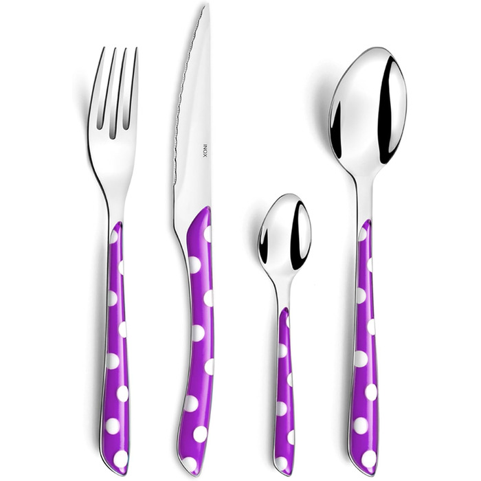 Столові прибори Amefa ECLAT, столові прибори на 4 персони, нержавіюча сталь з високоякісною пластиковою ручкою, ваги в точку, 16 шт. (Mnagre 16 couverts pour 4 personnes, Black)