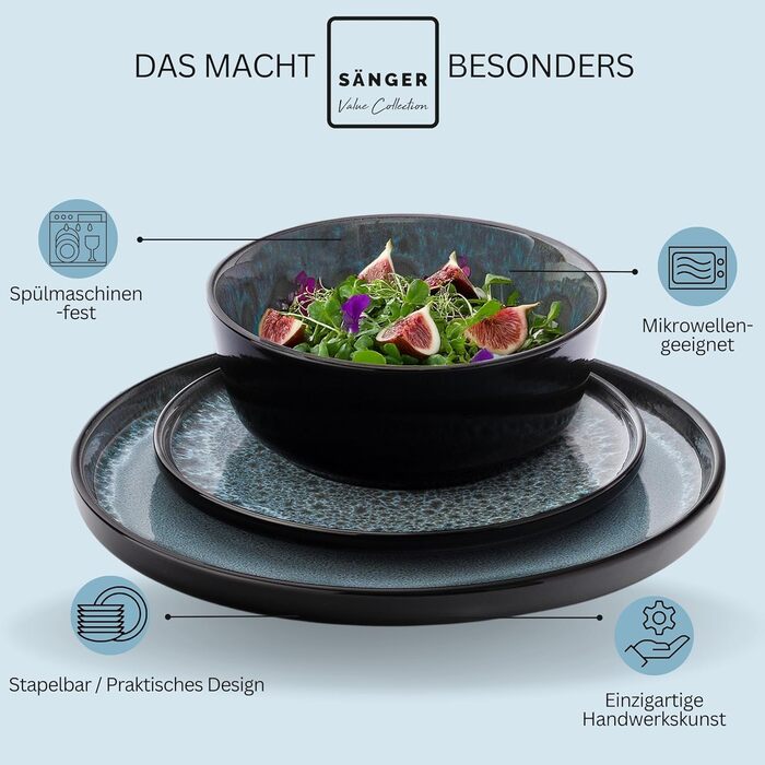 Кам&39яні миски для пасти 6 предметів, набір мисок для пасти на 6 осіб, набір мисок можна мити в посудомийній машині та мікрохвильовій печі, велика багатофункціональна миска темно-сірого кольору 750 мл VALUE COLLECTION (Маніла, набір посуду з 24 предметів