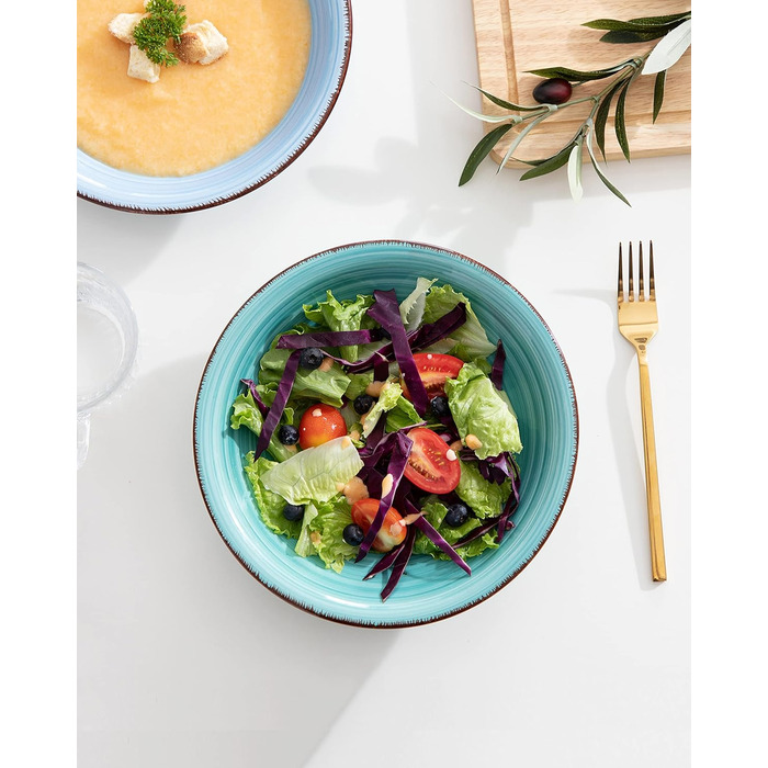 Плоская тарелка из 6 предметов, Ø 18,8 см Набор десертных тарелок для макаронных изделий (8,3 дюйма, синяя серия01)