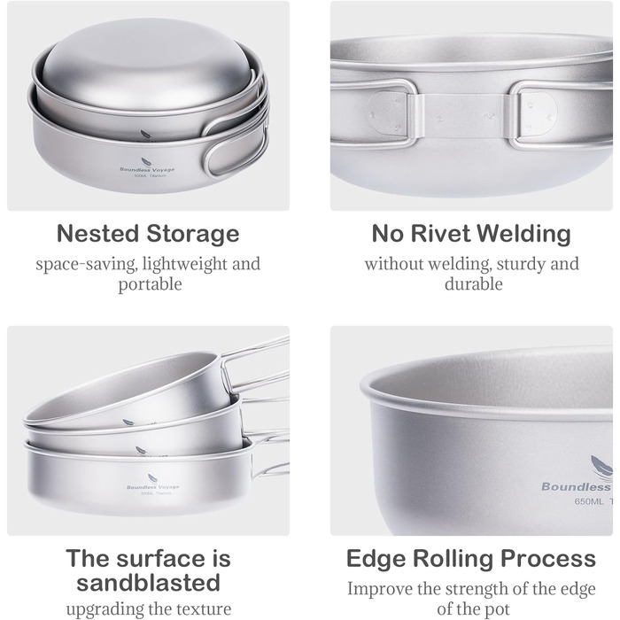 Набір титанових чаш для кемпінгу 3 шт. Boundless Voyage