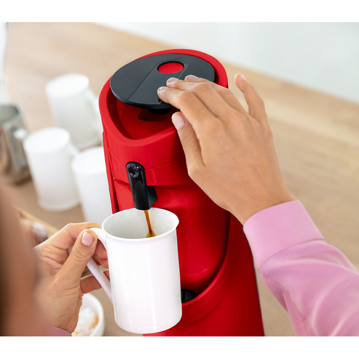 Tefal Thermos Ponza Pump, 1,9 л, пластик, стекло, красный