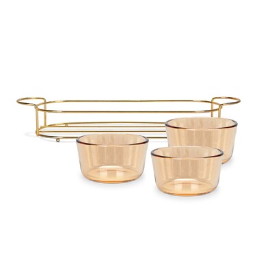 Мінажниця Fissman 36x10,5x5,7 см на металевій підставці 3 секції по 240 мл скло (16391)