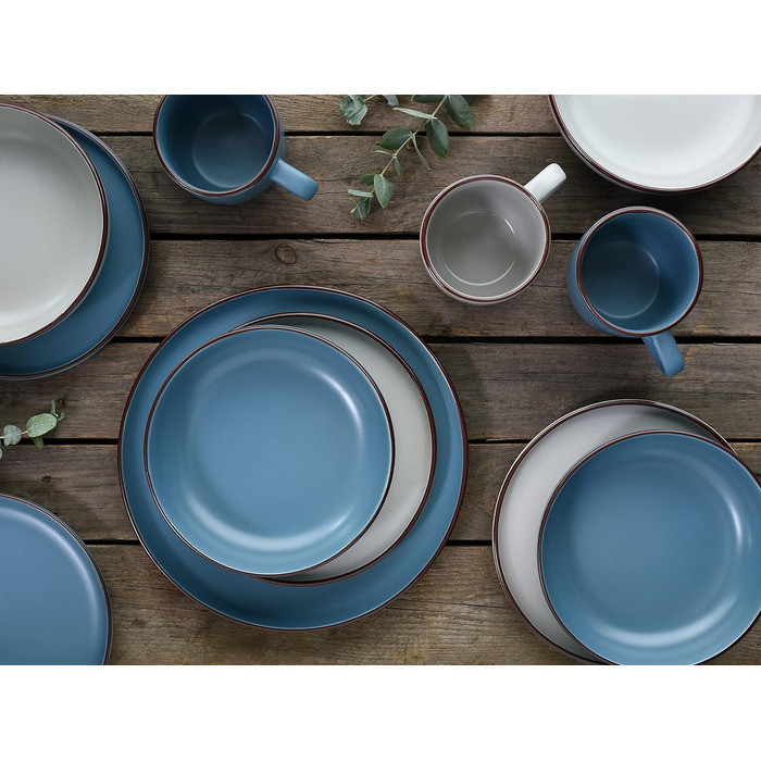 Набор посуды на 4 персоны, 16 предметов, синий/серый, Modern Scandic Creatable