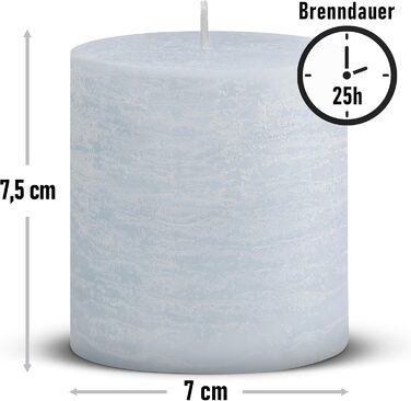 Набір із 4 свічок-стійок Brandsseller 7 x 10 см фарбовані та виготовлені з парафіну сільські свічки з тривалим часом горіння декоративні свічки для прикраси столу, Різдва та вечірок (7 x 7,5 см набір із 4 шт. , світло-блакитний)