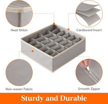 Набір з 4 органайзерів для шкарпеток і спідньої білизни, світло-сірий Lifewit