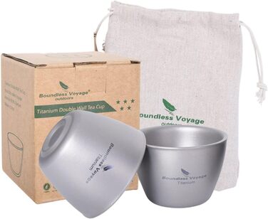 Маленькая титановая чашка для чая с двойными стенками 2 шт. iBasingo