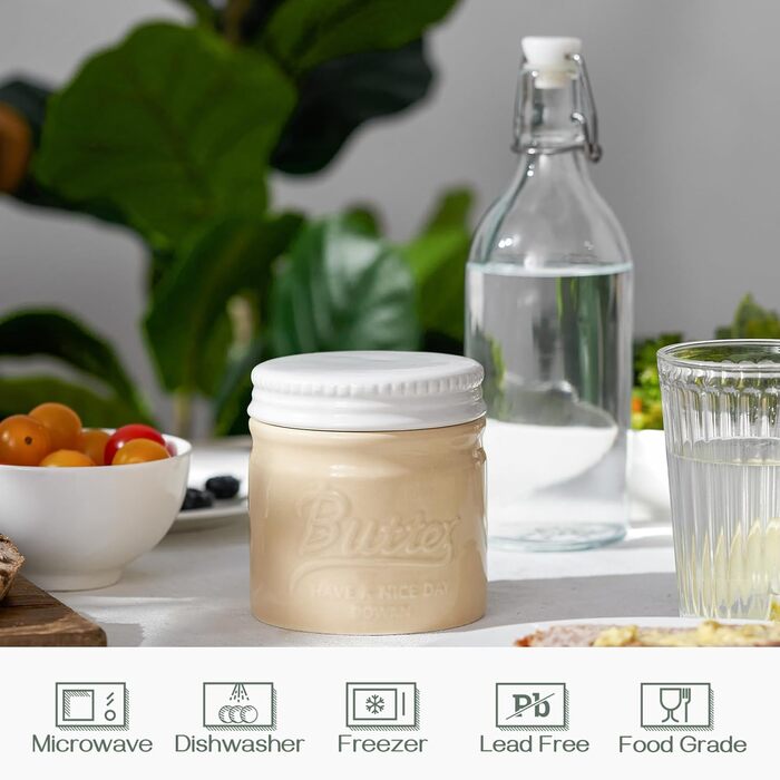 Фарфоровый горшок для масла с крышкой желтый DOWAN