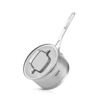 Ківш Fissman FOBUS 16x9 см 1,6 л із скляною кришкою нержавіюча сталь (5379)