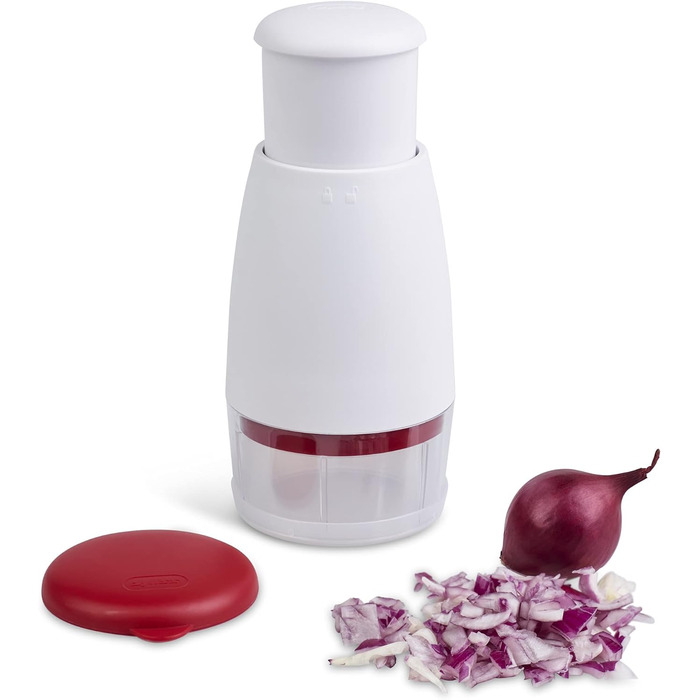 Класичний овочерізка Zyliss E910012 Zig Zig, пластик/нержавіюча сталь, білий/червоний, цибулярізка, овочерізка, універсальний подрібнювач, можна мити в посудомийній машині, гарантія 5 років Classic Hacker