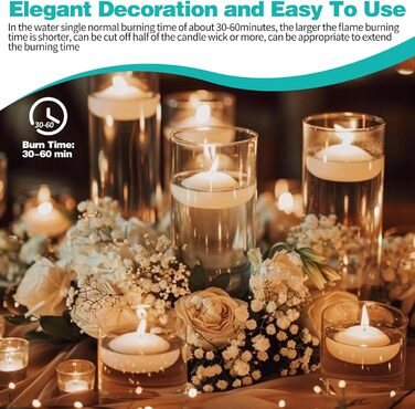 Набір із 30 плаваючих свічок білого кольору GOWTX