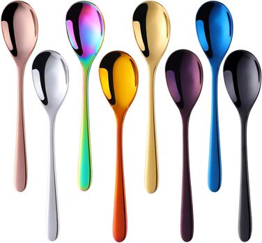 Набір з 8 десертних ложок 15 см, нержавіючої сталь, різнокольоровий SBOMHS