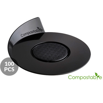 SET 100 COMPOSTABLE BLACK TRAYS - ROUND Подложка