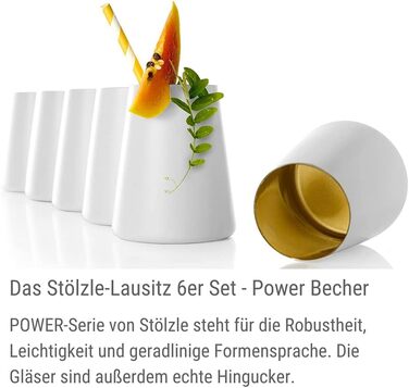 Набір із 6 склянок 380 мл, білий/золотистий Power Stölzle Lausitz