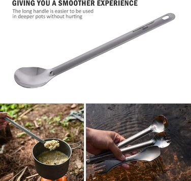 Безграничный Вояж Открытый Титан С Длинной Ручкой Ложка Spork Сверхлегкая Кемпинг Полированная Посуда Набор столовых приборов 2 шт. (Ti1509b)