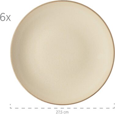 Набір тарілок MSER 931946 Series Ossia на 6 осіб у середземноморському вінтажному стилі, сучасний столовий сервіз із 12 предметів із суповими тарілками та обідніми тарілками, керамограніт (пісочно-сірий)