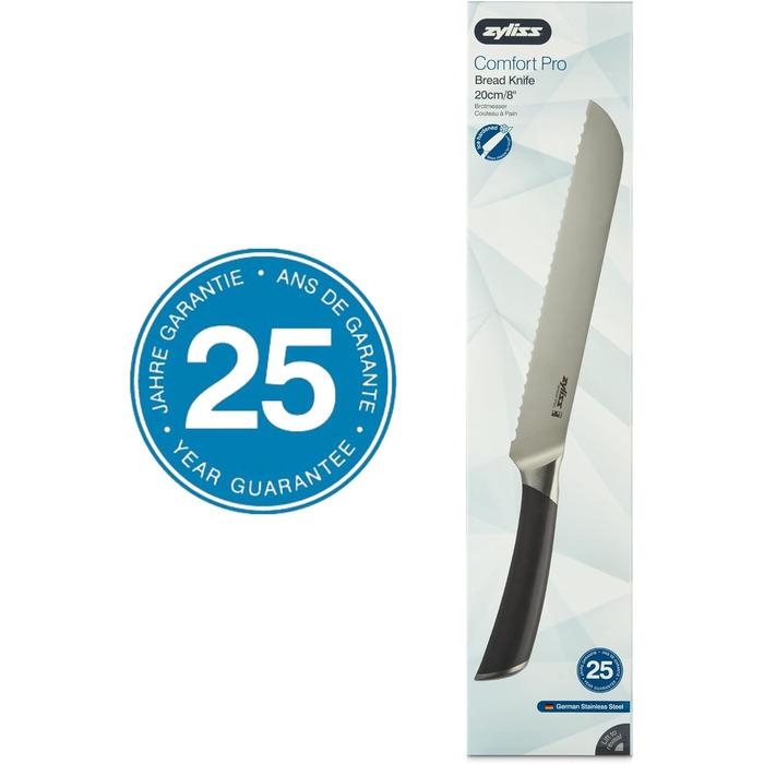 Ніж для хліба Zyliss E920268 Comfort Pro, німецька нержавіюча сталь, чорна ручка, кухонний ніж, можна мити в посудомийній машині, гарантія 25 років